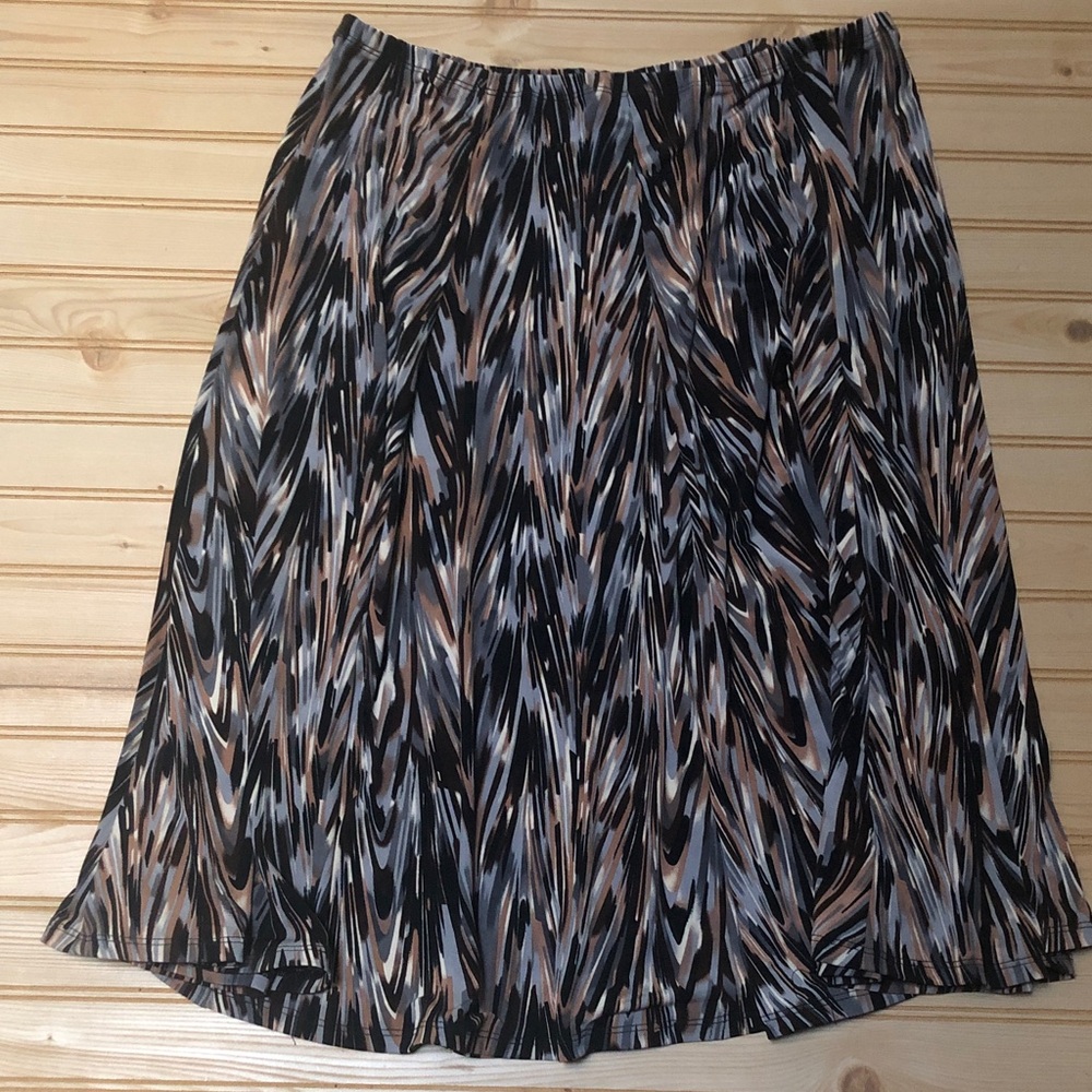 Vintage Grace Flare Black Tan Cream Gray Brown Geometric Pattern Women's Skirt‎